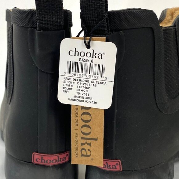 New Chooka Delridge Black Chelsea Faux Fur Waterproof Ankle Boot 8 - Picture 9 of 14